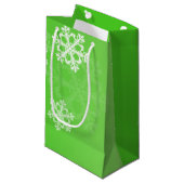 Groene Witte Sneeuwvlokken Minimalistische Kerstmi Klein Cadeauzakje (Voorkant Gekanteld)