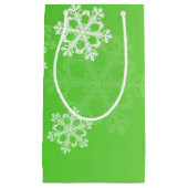 Groene Witte Sneeuwvlokken Minimalistische Kerstmi Klein Cadeauzakje (Voorkant)