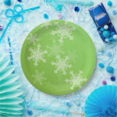 Groene Witte Sneeuwvlokken Minimalistische Kerstna Papieren Bordje (Feest)