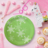 Groene Witte Sneeuwvlokken Minimalistische Kerstna Papieren Bordje (Feest)