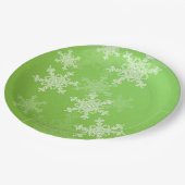 Groene Witte Sneeuwvlokken Minimalistische Kerstna Papieren Bordje (Gekanteld)