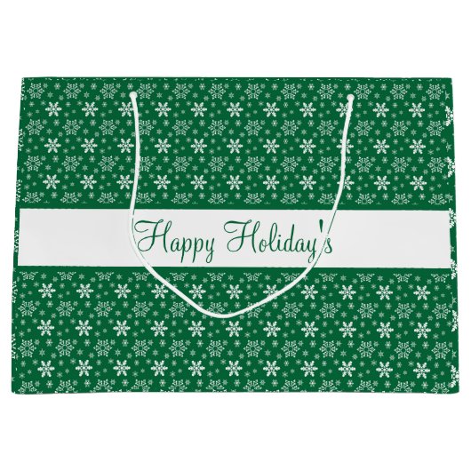 Groene witte sneeuwvlokken Prettige feestdagen fee Groot Cadeauzakje (Voorkant)