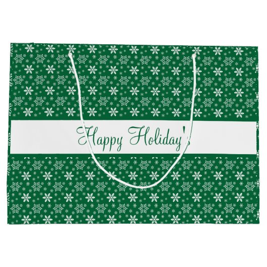 Groene witte sneeuwvlokken Prettige feestdagen fee Groot Cadeauzakje (Achterkant)