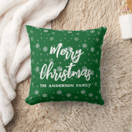 Groene Witte Sneeuwvlokken Schattigee Retro Famili Kussen