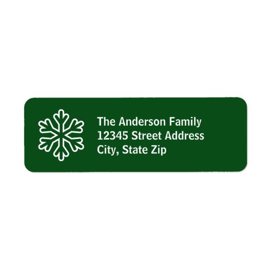 Groene & Witte Snowflake - Return Address Label (Voorkant)