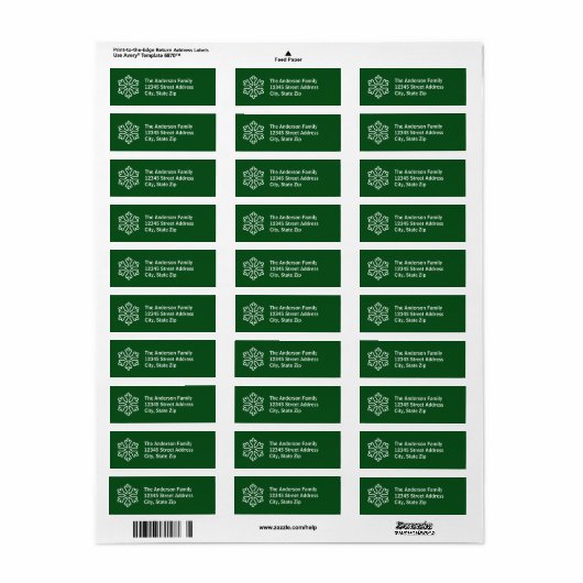 Groene & Witte Snowflake - Return Address Label (Full Sheet)
