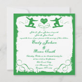 Groene witte snuitsneeuwboarder huwelijksuitnodigi kaart (Voorkant)