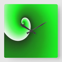 Groene witte spiraal vierkante klok
