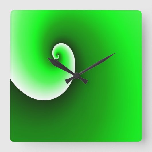 Groene witte spiraal vierkante klok (Voorkant)