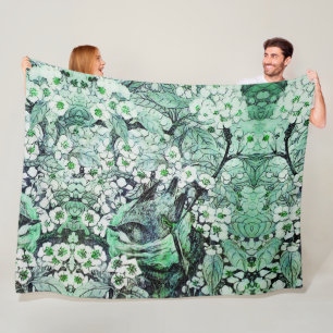 GROENE WITTE SPRINGSTROMEN FLEECE DEKEN