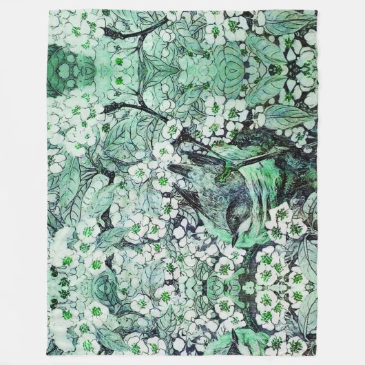 GROENE WITTE SPRINGSTROMEN FLEECE DEKEN (Voorkant)