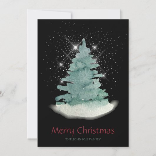 Groene witte ster kerstboom feestdagenkaart (Voorkant)