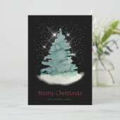 Groene witte ster kerstboom feestdagenkaart (Staand voorkant)