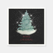 Groene witte ster kerstboom servet (Voorkant)