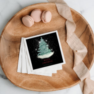 Groene witte ster kerstboom servet