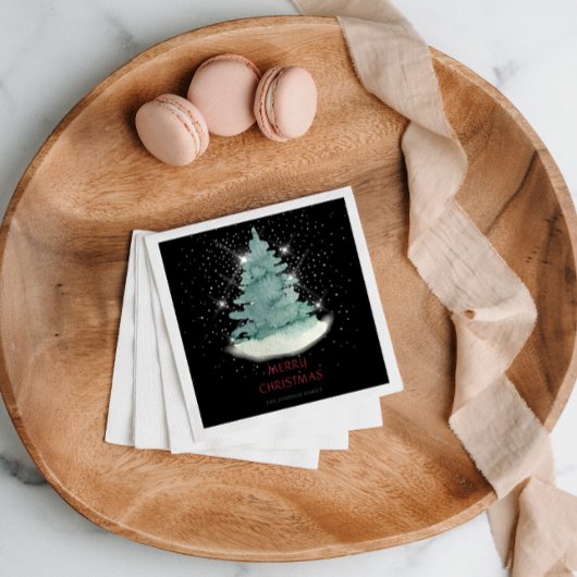 Groene witte ster kerstboom servet