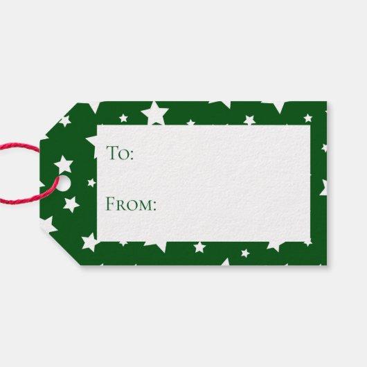 Groene witte sterren cadeau Label Cadeaulabel (Achterkant Horizontaal)