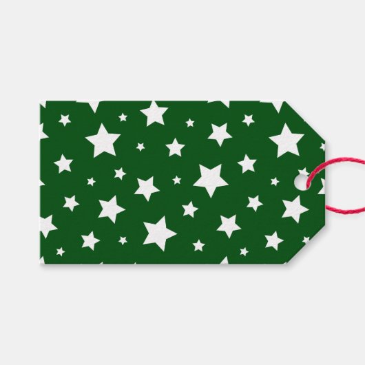 Groene witte sterren cadeau Label Cadeaulabel (Voorkant (Horizontaal))