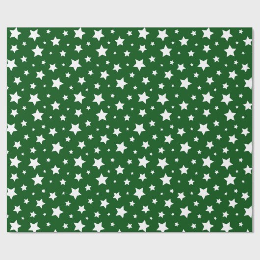 Groene witte sterren kerst cadeaupapier (Vlak)