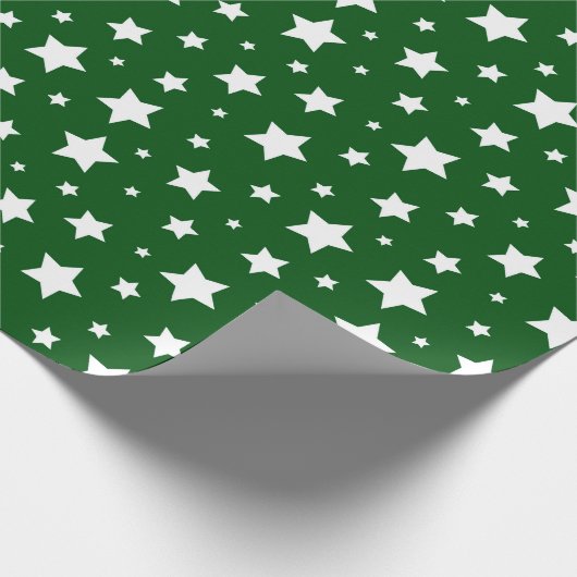 Groene witte sterren kerst cadeaupapier (Hoek)