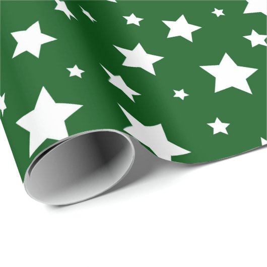 Groene witte sterren kerst cadeaupapier (Rol Hoek)