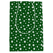 Groene witte sterren kerst medium cadeauzakje (Voorkant)