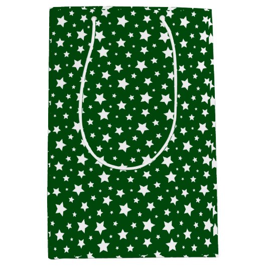 Groene witte sterren kerst medium cadeauzakje (Voorkant)