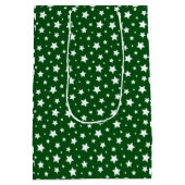 Groene witte sterren kerst medium cadeauzakje (Achterkant)