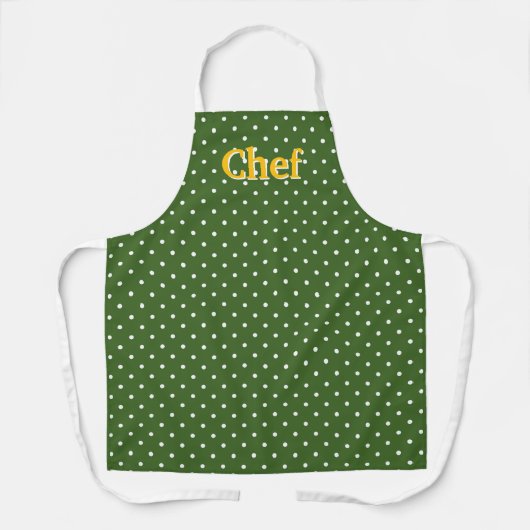 Groene Witte Stippen Chef Schort (Voorkant)