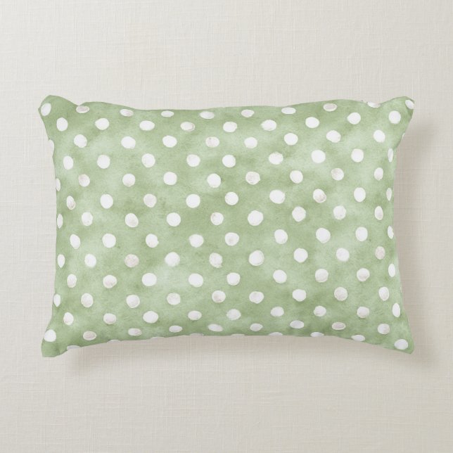 Groene Witte Stippen Strepen Accent Kussen (Voorkant)