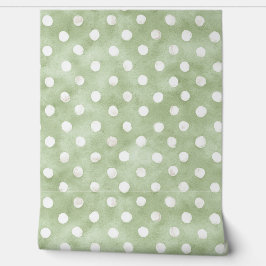 Groene Witte Stippen Strepen Behang