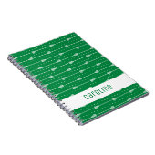 Groene witte stokken en stippellijnen patroon notitieboek (Rechterzijde)