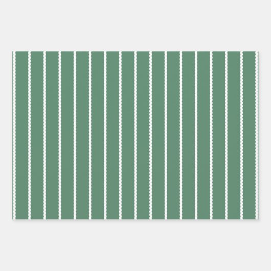 Groene witte streep kronkelende lijnen Kerstmis Inpakpapier Vel (Voorkant 2)