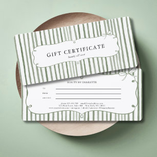 Groene Witte Streep Vintage Strik Geschenkcertific