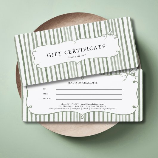 Groene Witte Streep Vintage Strik Geschenkcertific