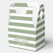 Groene witte strepe patroonbruiloft voor voetballe bedankdoosjes (Geopend)