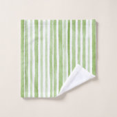 Groene Witte Strepen Bad Handdoek (Wasdoekje)