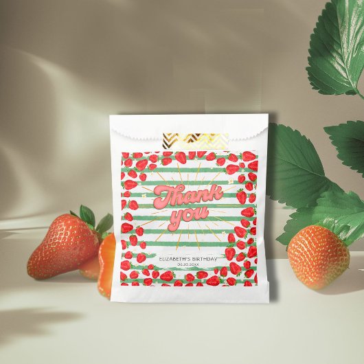 Groene witte strepen Bedankt Red Strawberry Party Bedankzakje