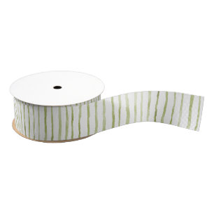 Groene Witte Strepen Bruiloft Grosgrain Lint