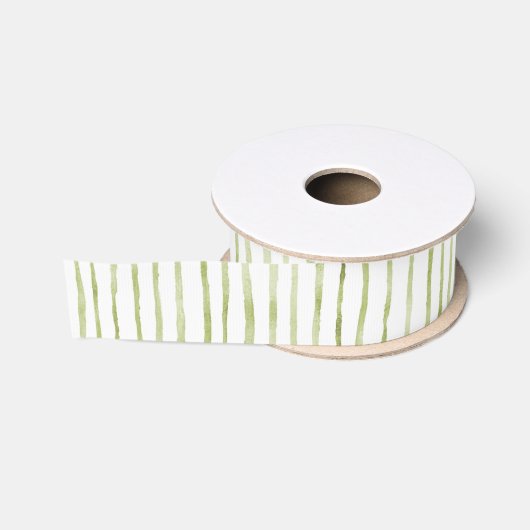 Groene Witte Strepen Bruiloft Grosgrain Lint (Spoel)