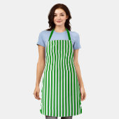 Groene Witte Strepen Chef Schort (Gedragen)