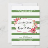 Groene witte strepen en kleurrijke boeket bruiloft kaart (Voorkant)