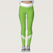 Groene witte strepen en moderne meisjes leggings (Voorkant)