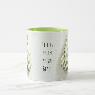 Groene Witte Strepen Handdoeken Strand Mok