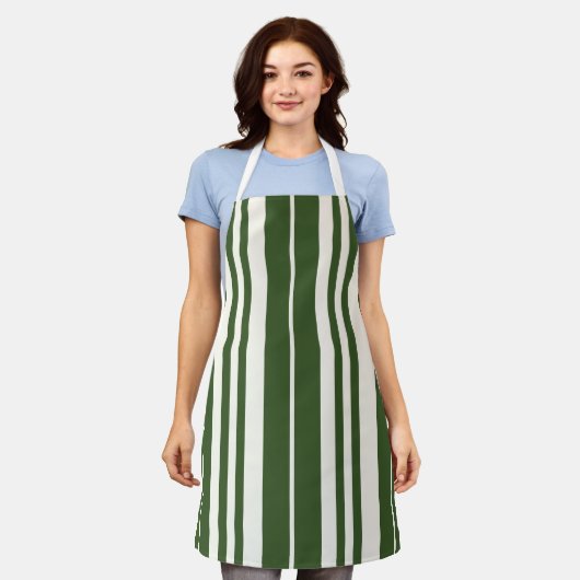 Groene witte strepen Kustkust Schort (Gedragen)