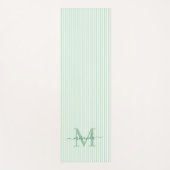 Groene & Witte Strepen Monogram Naam Yogamat (Voorkant)