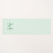 Groene & Witte Strepen Monogram Naam Yogamat (Voorkant (horizontaal))