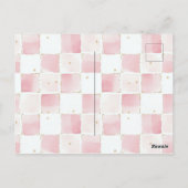 Groene Witte Strepen Roze Flamingo Beach Briefkaart (Achterkant)