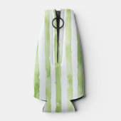 Groene Witte Strepen Roze Flamingo Beach Flesjeskoeler (Achterkant)