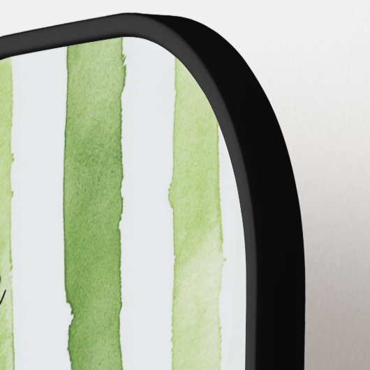 Groene Witte Strepen Roze Flamingo Beach Pickleball Paddle (Links Detail)